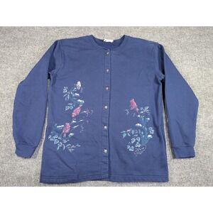 Vintage‎ Northern Reflections Sweater Womens Large Blue Cardinals Button Front